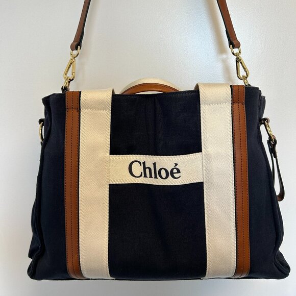 Chloe Navy Blue Canvas Baby Bag - Picture 1 of 7